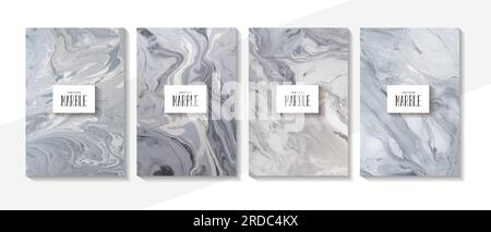 Marmorkollektion mit Strukturmuster. Luxuriöse Hintergrundkollektion mit Marmorstruktur Stock Vektor