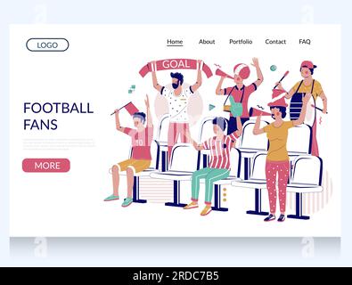 Designvorlage für Vektor-Website-Landing-Page für Fußballfans Stock Vektor