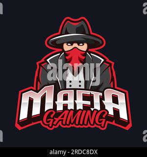 Mafia Gaming Maskottchen Logo Design Mann mit Pistole Person mit einem Pistolenmann mit Pistole Stock Vektor