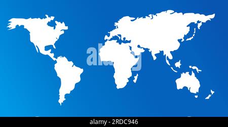 Abstrakte Karte der Welt, Kontinente im blauen Ozean-Hintergrund. Das Konzept des Tages der Erde und der Liebe zum Planeten. Wir lieben unseren Planeten, Eco Stock Vektor