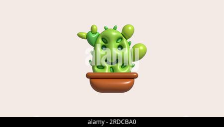 3D Illustration, Kaktus und Aloe Vera WüstendornpflanzenKaktus und tropische Hauspflanzen Stock Vektor