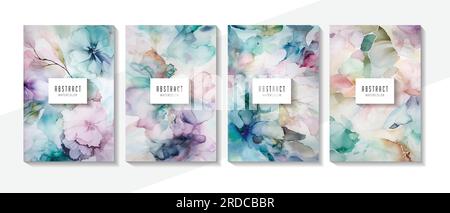 Handgezeichneter pastellfarbener Blumenhintergrund. Hintergrund festgelegt. Stock Vektor