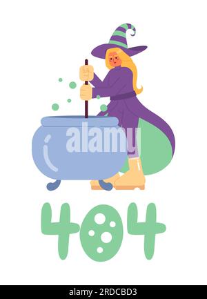 Happy halloween Hexenfehler 404 Flash-Nachricht Stock Vektor
