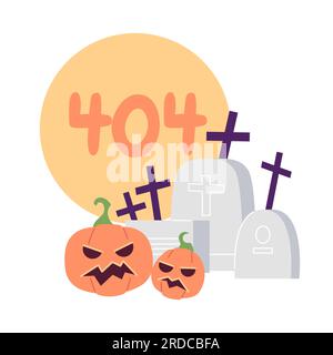 Tombstones Kürbisse mit Mondfehler 404 Flash-Meldung Stock Vektor