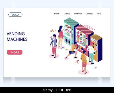 Verkaufsautomaten Vektor-Website Landing-Page Designvorlage Stock Vektor