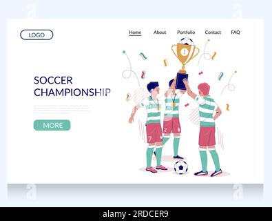 Design-Vorlage für Vektor-Website-Landing-Page bei der Fußballmeisterschaft Stock Vektor