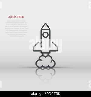 Rocket Symbol im flachen Stil. Raumschiff starten Vector Illustration auf weißem Hintergrund isoliert. Sputnik Geschäftskonzept. Stock Vektor