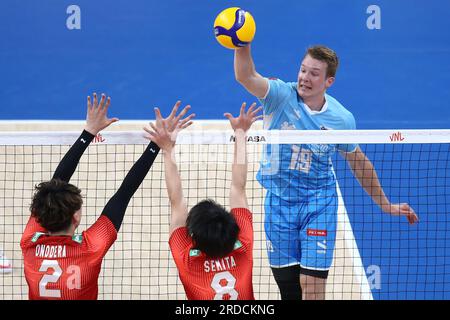 Danzig, Polen. 20. Juli 2023. ROK Mozic während des FIVB Volleyball Men's Nations League Spiels zwischen Japan und Slowenien am 20. Juli 2023 in Danzig Polen. (Foto: Piotr Matusewicz/PressFocus/Sipa USA) Guthaben: SIPA USA/Alamy Live News Stockfoto