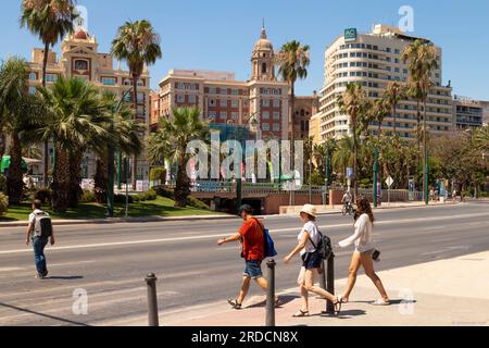 Stadtleben im Zentrum der Stadt Málaga. Stockfoto