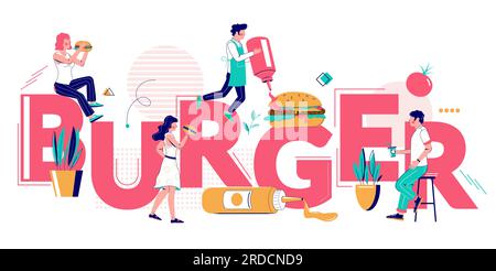Burger Typografie-Bannervorlage, Vektorabbildung Stock Vektor