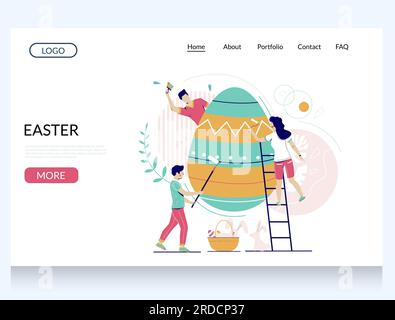 Design-Vorlage für die Landing-Page der Ostervektor-Website Stock Vektor