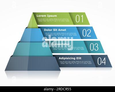 Pyramidendiagramm mit vier Elementen, Vektor EPS10-Darstellung Stock Vektor