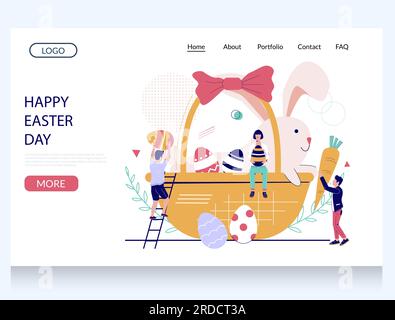 Design-Vorlage für Landing-Page der Vector-Website zum Ostertag Stock Vektor