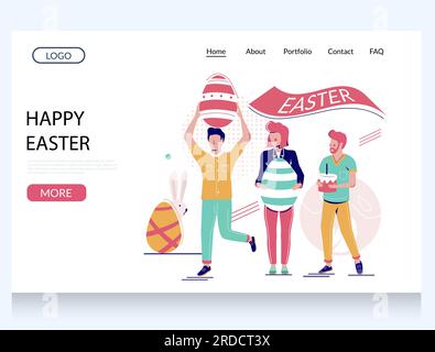 Design-Vorlage für Landing-Page der Vector-Website zu Ostern Stock Vektor
