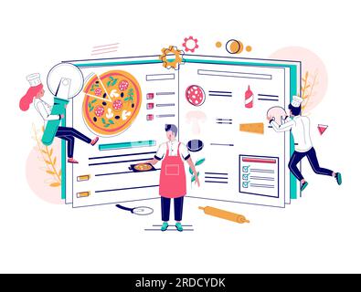 Pizza Rezeptvektorkonzept für Webbanner, Website-Seite Stock Vektor