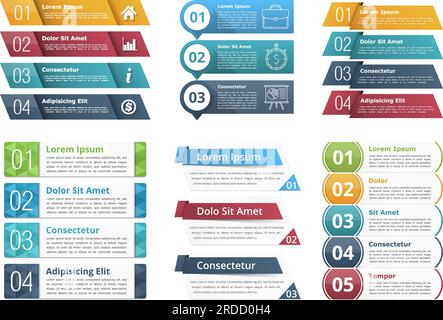 Satz von Infografiken-Vorlagen mit Zahlen und Text, Infografiken-Elemente für Unternehmen, Vektor-EPS10-Abbildung Stock Vektor