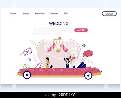 Hochzeitsvektor-Website Landing-Page-Designvorlage Stock Vektor
