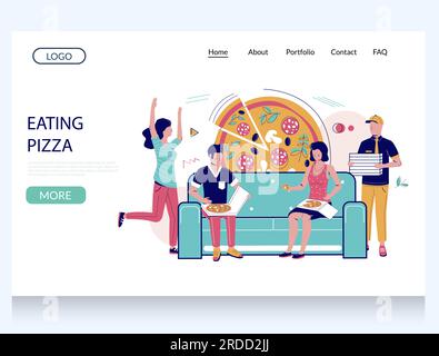 Design-Vorlage für die Landing-Page der Vector-Website für Pizza essen Stock Vektor