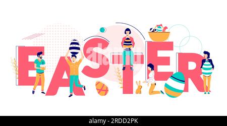 Happy Easter Typografie Banner Vorlage, Vector Flat Illustration Stock Vektor