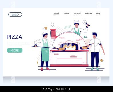 Design-Vorlage für Pizzavektor-Website-Landing-Page Stock Vektor