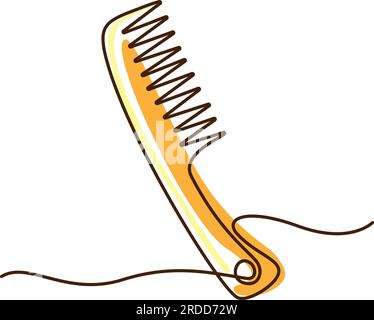 Professioneller Kammaufsatz für Haare. Durchgehende Zeichnung mit einer Linie. Friseursalon und Friseurtools Vektordarstellung. Stock Vektor