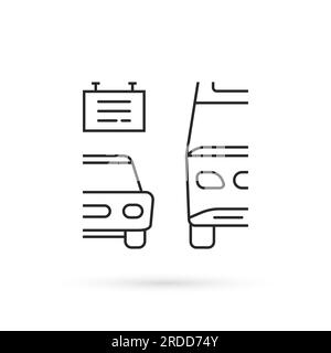 Symbol für Bushaltestelle und Parkplatz in schmaler Linie Stock Vektor