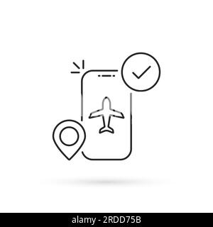 Schlankes Symbol für mobile Flugbuchung Stock Vektor