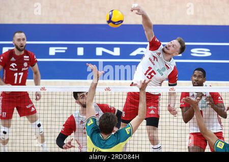 Danzig, Polen. 20. Juli 2023. Jakub Kochanowski während des FIVB Volleyball Männer-Liga-Spiels zwischen Polen und Brasilien am 19. Juli 2023 in Danzig Polen. (Foto: Piotr Matusewicz/PressFocus/Sipa USA) Guthaben: SIPA USA/Alamy Live News Stockfoto