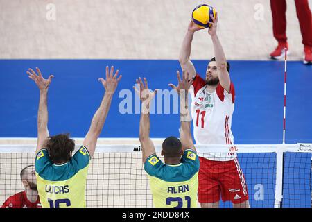Danzig, Polen. 20. Juli 2023. Aleksander Sliwka während des FIVB Volleyball Männer-Liga-Spiels zwischen Polen und Brasilien am 19. Juli 2023 in Danzig Polen. (Foto: Piotr Matusewicz/PressFocus/Sipa USA) Guthaben: SIPA USA/Alamy Live News Stockfoto