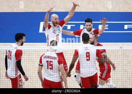 Danzig, Polen. 20. Juli 2023. Bartosz Kurek beim FIVB Volleyball Männer-Liga-Spiel zwischen Polen und Brasilien am 19. Juli 2023 in Danzig Polen. (Foto: Piotr Matusewicz/PressFocus/Sipa USA) Guthaben: SIPA USA/Alamy Live News Stockfoto