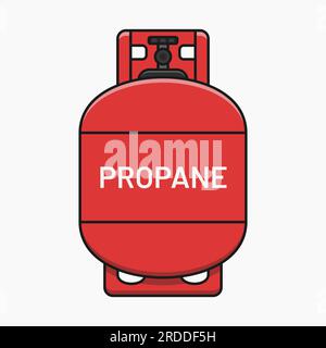 Roter Propangastank auf weißem Hintergrund, flache Darstellung Stock Vektor