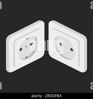 Flache Darstellung des Steckdosentyps f c isometrischer Vektoren Stock Vektor