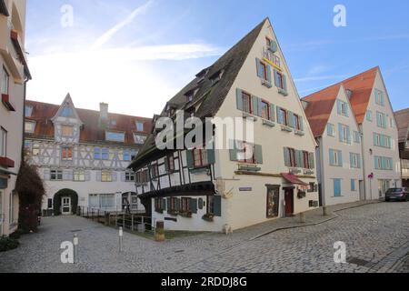 Hotel Schiefes Haus und Ulmer Münz, Fischerviertel, Ulm, Baden-Württemberg, Deutschland Stockfoto