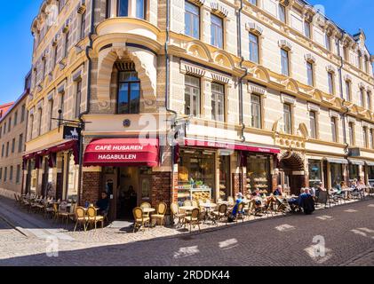 Göteborg, Schweden - 30. Mai 2023: Berühmtes Café Husaren im Stadtzentrum von Göteborg - Haga-Viertel in Schweden. Stockfoto