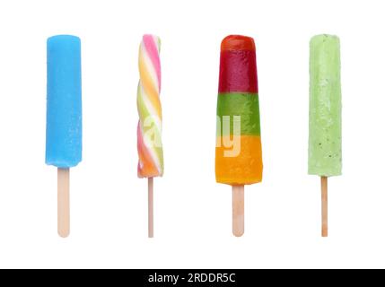 Set verschiedener Eiscremes, isoliert auf Weiß Stockfoto