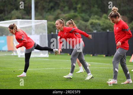 Lia Waelti (13 Schweiz) während des 2023. FIFA-Trainings zur FIFA-Weltmeisterschaft der Frauen am Spieltag 1 im Dunedin Stadium in Dunedin, Neuseeland. (James Whitehead/SPP) Kredit: SPP Sport Press Photo. Alamy Live News Stockfoto