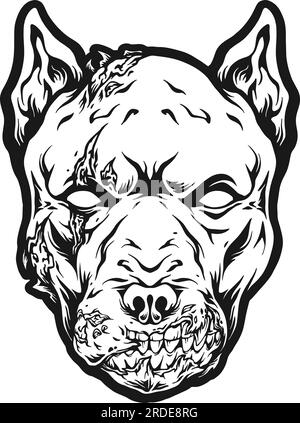 Spukende Howls gruseliger Hundekopf Zombie Monster Silhouette Vektorbilder für deine Arbeit Logo, Merchandise-T-Shirt, Aufkleber und Etikettendesigns, Stock Vektor