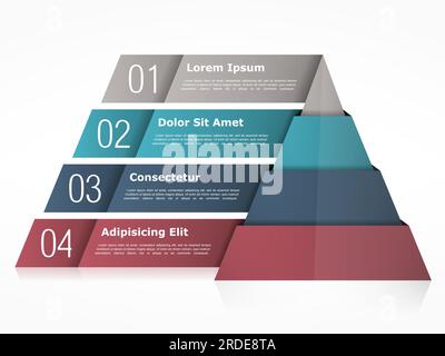 Pyramidendiagramm mit vier Elementen, Vektor EPS10-Darstellung Stock Vektor