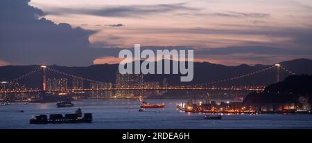 Tsing-Ma-Brücke, Hongkong, China. Stockfoto