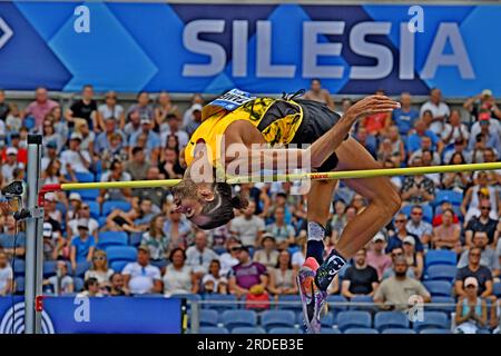 Gianmarco Tamberi (ITA) belegt bei der Gedenkstätte Skolimowska am Sonntag, 16. Juli 2023, in Chorzow den zweiten Platz im Hochsprung mit 7-8 (2,34 m). Polen. (Jiro Mochizuki/Bild des Sports) Stockfoto