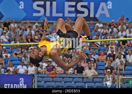 Gianmarco Tamberi (ITA) belegt bei der Gedenkstätte Skolimowska am Sonntag, 16. Juli 2023, in Chorzow den zweiten Platz im Hochsprung mit 7-8 (2,34 m). Polen. (Jiro Mochizuki/Bild des Sports) Stockfoto