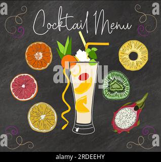 Abbildung des Menüs „Cocktail“ oder „Milk Shake“. Stock Vektor