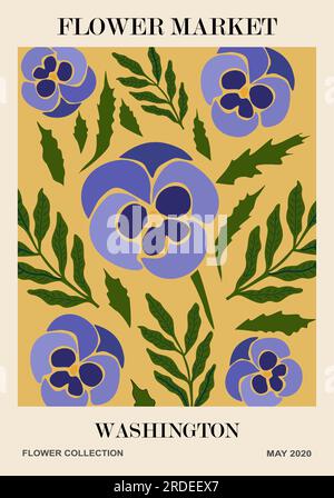 Blumenmarkt Washington Poster Vektor Wandbild. Stock Vektor