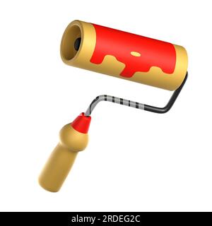Abbildung der 3D-Malerwalze. Satz mit 3D Symbolen für Arbeitstage. Werkzeuge zur Durchführung von Reparaturen. Perfekt für Websites, mobile Apps und Präsentationen. 3D-Rendering Stockfoto