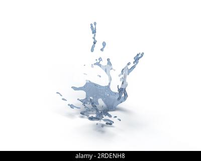 Digital gerendertes Wasserspritzer auf weißem Hintergrund isoliert Stockfoto