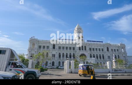 Chennai, Indien - 14. Juli 2023: Greater Chennai Corporation Office ist die Bürgerorganisation, die die Metropolstadt Chennai im indischen Staat regiert Stockfoto