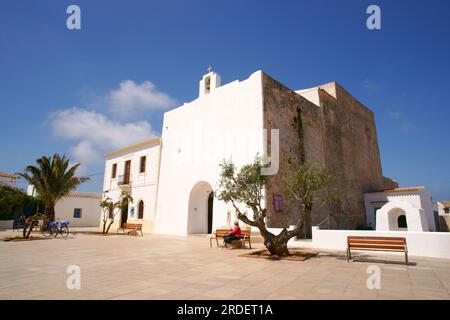 Iglesia de Sant Francesc Xavier (s.XVIII).Formentera.Islas Pitiusas., spanien Stockfoto