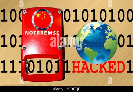 Symbolisches Image, Hacking China, Cybersicherheit, Cyberangriffe weltweit, Computerkriminalität, Digitale IT-Angriffe, Wirtschaft, Energiewirtschaft, Kernenergie Stockfoto