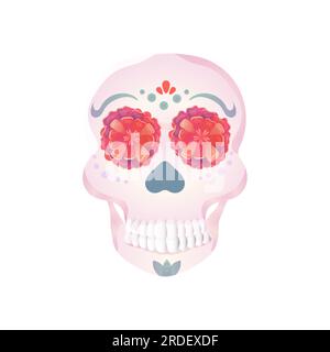 Sugar Through for saint Death Day Muerte mit Blume Marigold Samtvets Vector Illustration weißer Hintergrund Stock Vektor