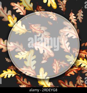 Ein Satz von Aquarellelementen. Herbstblätter aus Asche, Ahorn, Eiche. Helle Pilze. Süße, lustige Füchse. Geeignet zum Drucken von Grußkarten, Inv Stockfoto